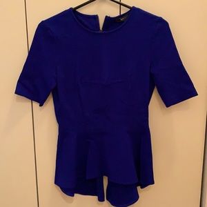 BCBG Max Azria, blue, XS, peplum top